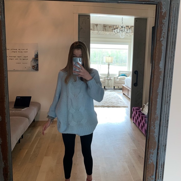 OVERSIZED light blue sweater - Picture 2 of 4